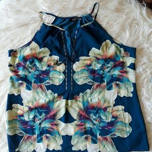 EUC Tropical Print Floral Flowy Plus Sz Tank Sz 1x